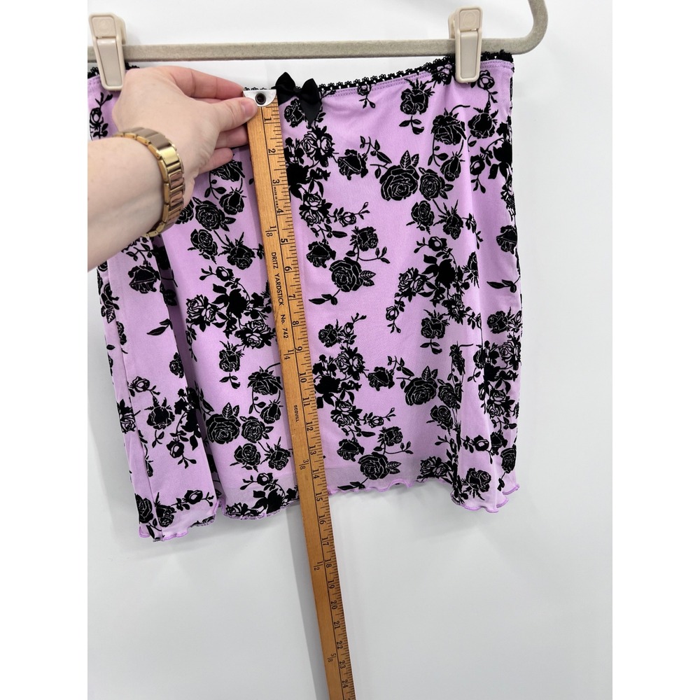 dELiA*s Dolls Kill Velvet Grunge Purple Floral Mesh Mini Skirt Lace Y2K Large - Picture 7 of 7